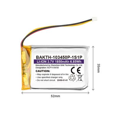3.7V Li Polymer Battery Pack BAKTH-103450P-1S1P 1850mAh Home Rechargeable Battery Pack