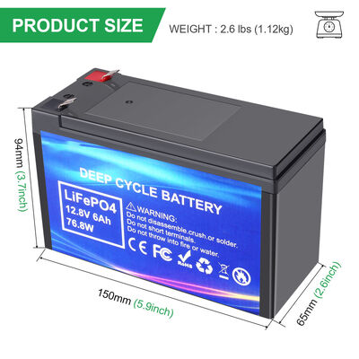 Long Cycle Life 12.8V 6Ah LiFePO4 Battery Pack for 12.8V Low-Power Systems