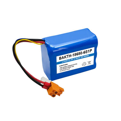 21.6V 2.55Ah 55.08Wh 18650 6S1P Rechargeable Battery Pack for Industrial Applications
