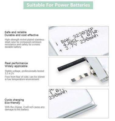 Small Li Pol Battery Rechargeable Li Ion Battery 323036P 3.7V 290mAh