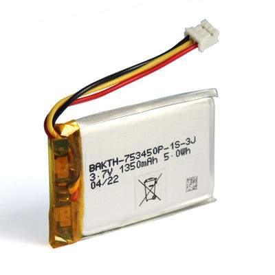 Consumer Electronics Use Li-Pol Battery 753450P-1S-3J 3.7v 1350mah Rechargeable Li-Po Lithium Ion Batteries Pack