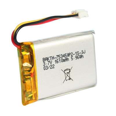 Factory Hot Sales Battery BAKTH-753450P2-1S-3J 1610mah 3.7v Rechargeable Li-pol Lithium Ion Batteries