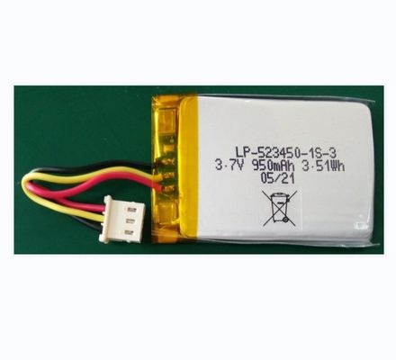 Factory Price LP-523450P-1S-3 3.7V 950mAh Lithium Polymer Battery Pack Rechargeable Battery Pack