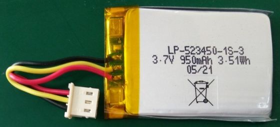 Factory Price LP-523450P-1S-3 3.7V 950mAh Lithium Polymer Battery Pack Rechargeable Battery Pack