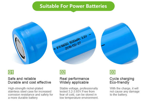 Deep Cycle LiFePO4 Batteries 18650FE 3.2v 1500mAh Cylindrical Lithium Iron Phosphate Battery