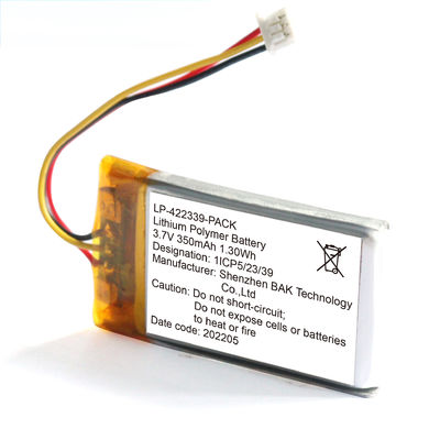 Rechargeable Small Lipo Battery 422339 3.7V 350mAh Lithium Polymer Battery Pack for Electric Appliance