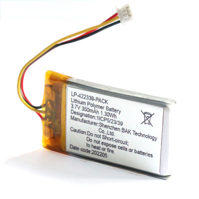 Rechargeable Small Lipo Battery 422339 3.7V 350mAh Lithium Polymer Battery Pack for Electric Appliance
