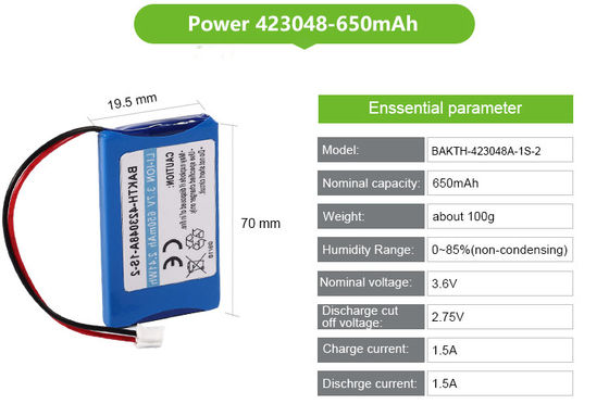 650mAh 3.7V 423048 Li-Ion Rechargeable Battery Pack Best Price High Quality