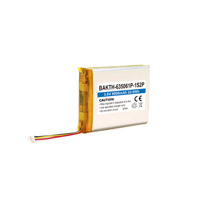 6000mAh Li Polymer Battery Cell 635061P 1S2P 3.8V Rechargeable Li Polymer Battery Pack