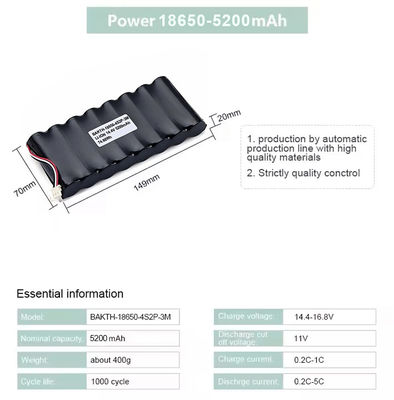 Customized Lithium Ion Batteries 14.4V 5200mAh 18650 4S2P Rechargeable Li-ion Battery Pack for Electric Toys