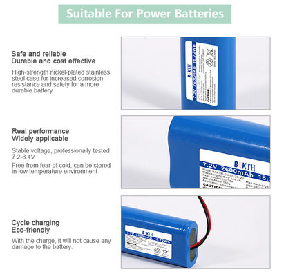 High Rate 7.2V 2600mAh Li-Ion 18650-2S-2J Lithium Ion Battery Pack for Flashlight Use