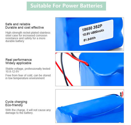 OEM Customizable Li-Ion Battery Pack 18650 3S1P 3S2P 3S4P 3S7P 11.1V 4800mAh Lithium Batteries for Full Applications