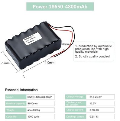4800Mah 21.8V  Lithium Ion Battery Pack Li Ion 18650-6S2P  Battery Li-Ion Rechargeable Battery