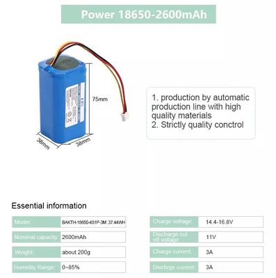 18650 4S1P 14.8v 2600mAh 100% High Quality Customized 18650 Li-ion Battery Pack for Robot Vacuum