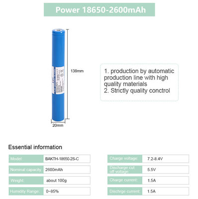 Camping Hiking Led Flashlight Use BAKTH-18650-2S-C 7.2v 2600mAh Rechargeable Li-ion Lithium Battery Pack