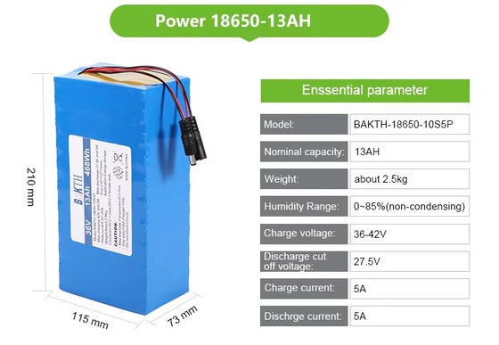 18650 Li Ion Rechargeable 36V 13Ah 10S5P Li-ion Battery for Electric Bike 36 Volt Lithium Battery Pack