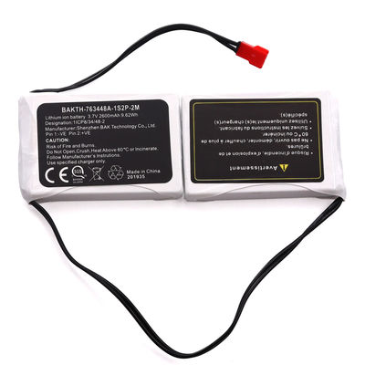 Rechargeable 3.7v 2600mah BAKTH-763448A-1S2P-2M Li-ion Battery Pack for Snow / Ski Boots