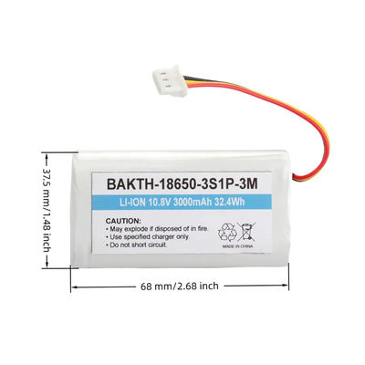 10.8V 3000mAh 18650 3S1P Lithium Battery Pack Cylindrical Lithium Ion Batteries