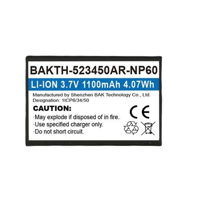 1200mAh Lithium Ion Battery Pack 523450A NP60 For Camera Marketing