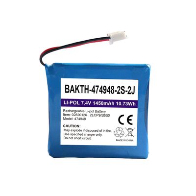 474948 Li Polymer Battery Pack 7.4V 1450mAh ODM With Advanced Technology