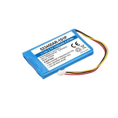 1S1P 3.7V Lithium Ion Battery Pack 1100mAh 103450AR For Energy Storage Solutions