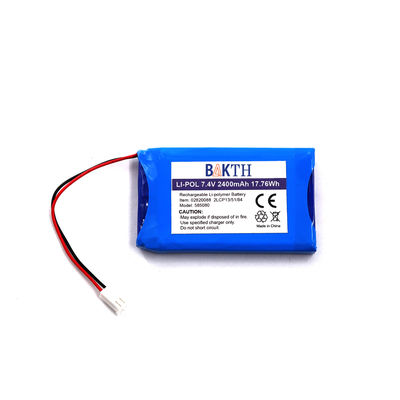 Certificated 7.4V 2400mAh 585080 Lithium Polymer Battery Pack for Compact Electronics 
