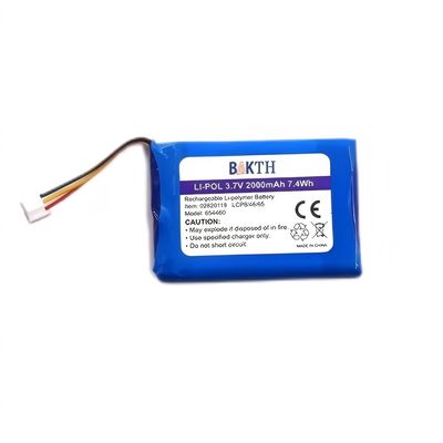 2000mAh Li Polymer Battery Pack 654460 3.7V Polymer Battery With JST Connector