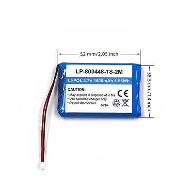 3.7V 1500mAh Li-Polymer Battery LP-803448-1S-2M with PCM/PTC