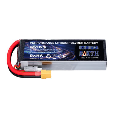 Rechargable Lithium ion Battery Pack 120C 7.4V 6200mAh 45.88Wh