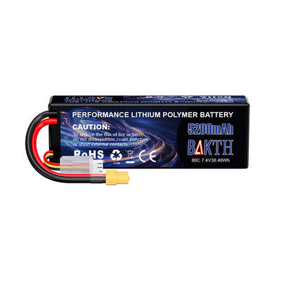  2S High-Current 7.4V 5200mAh 80C Li-Po Racing Battery for RC Models & UAV Racing